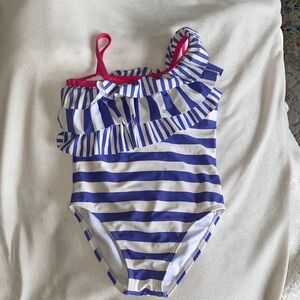 Gymboree Swimsuit stripes ruffles size 5-6
